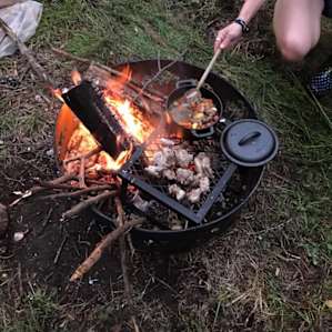 Camp stew with fresh lamb meat from a nearby farm....