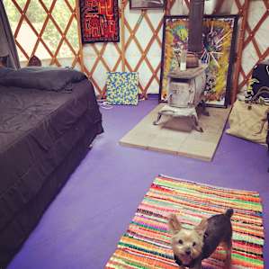 Such a comfy and colorful space inside.