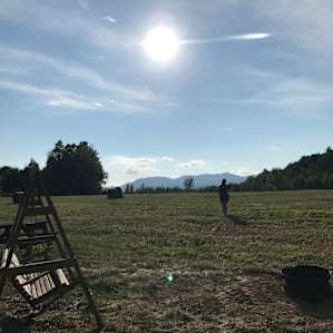 View from our trailer of the mountains.