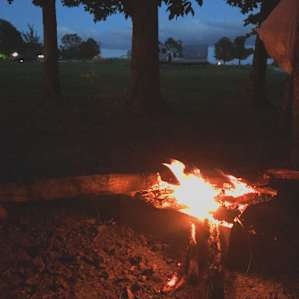 Great fire pit right outside of your tent