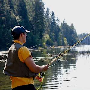 Fishing at the nearby lake.
