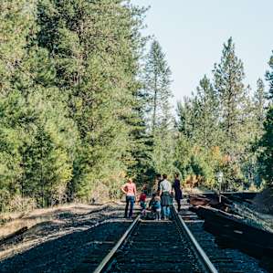 Walking the railroad tracks to the site
