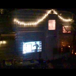Brought a projector to play movies at night :)