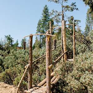 Wooden "bridge" up to more of the property.