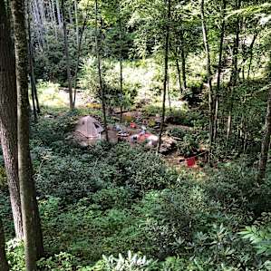 View of the lower "site" from the main tent/deck.