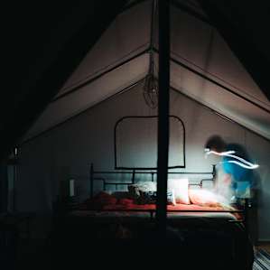 Nighttime at Hayduke (p.s. the tent does have its own lighting, it was off for the purpose of this photo)