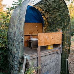 Raised compost toilet, super convenient.