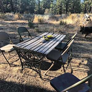Lots of seating next to the grilling area around back.
