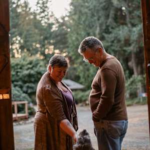 Will and Asha, and their dog.