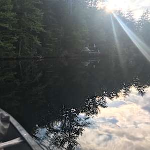 Canoeing toward the platform -- getting closer!