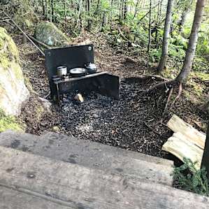 The fireplace is a just few steps away from the platform.