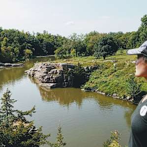 The state park hosts a nice trail system. This is one of the trails that goes over a historical bridge.