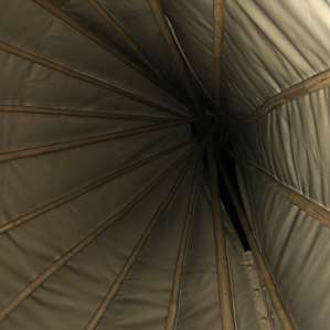 Inside the tipi- they are much larger than one would expect! One of the coolest things was to see the stars through the smoke flap.