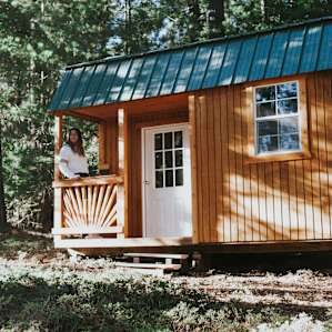 Enjoying the view from the cabin