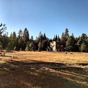 My view at dusk across the field next to my camp.