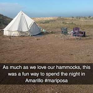 Sunset glamping at Mariposa