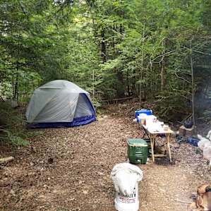 There is a flat clear area big enough for a large tent