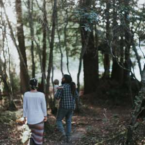 Hiking through a trail on the property