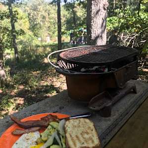 A grill on the porch was perfect for breakfasts.