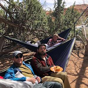 Our site was back in some trees, fantastic views of the rock colors and great hammocking!