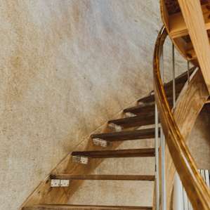 4 story curved stairs - handmade & beautiful.