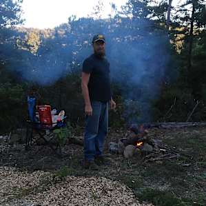 Fire ring with plenty of wood around to use