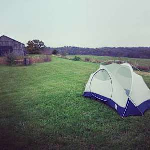 View from the main barn. Chicken house in the background.