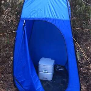 clean, private outhouse near campsite