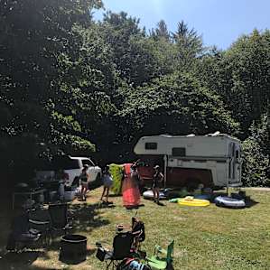 Group camp. Plenty of room for tents, trailers, and vehicles for a large group.
