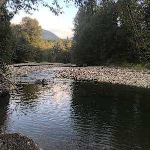 View of the swimming hole at dusk.