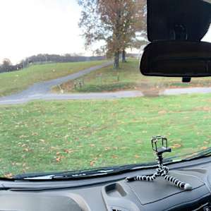 A lovely morning at camp, panorama from the van