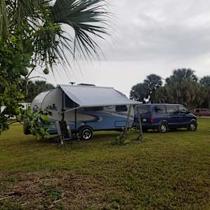 Looking from the pond at our camper