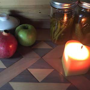 Love the detailed woodwork. A perfect place for our canned dilly beans and pickles.