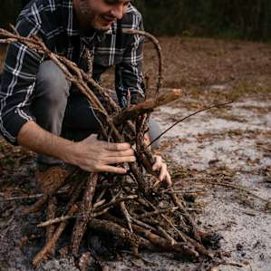 Lots of small wood around to get a fire going, but bring your own logs for anything longer lasting.