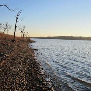 Ft Gibson Lake shoreline just downhill from the camp