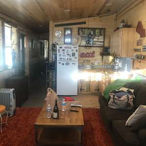 Inside the larger cabin