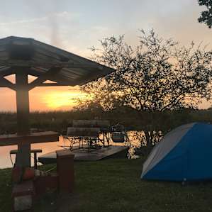 Campsite at sunset