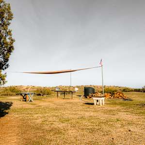 This main site has shade, firewood and a big water container
