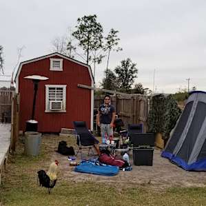 Our tent site. The red barn is an Airbnb.