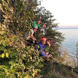 Sunset on the cliffs on the west side of the island.