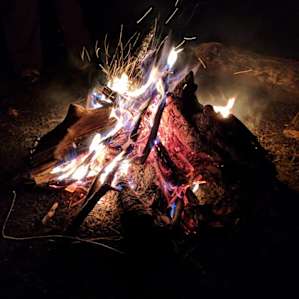 Campfire kept us warm.