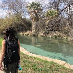 Walking down San Felipe Creek. The water here is unbelievably blue!