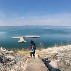 Hiking at Amistad National Recreation Area.
