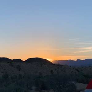 The sun rise from the walkway of campsite 2 and 3.