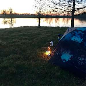 My camp at sunrise - this low portion of the lake was very nice, but if I camp again, I will probably camp on the high portion across the lake.