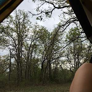gray sky tent nap view