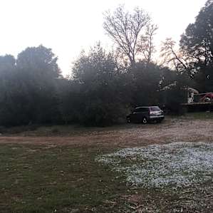 This is what the end of the driveway looks like. We parked by that tree in front of the platform.