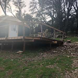 Yurt attached to the platform and shows the incline I spoke about.