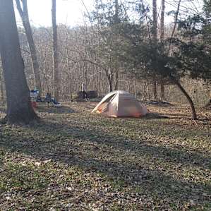 Tent in Site 1. Both shady and sunny spots are available, as the site is very large.