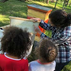 Elizabeth telling us all about the bees!